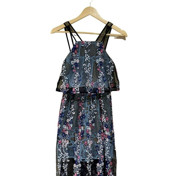 UNBRANDED Women's Floral Vine Embroidered Maxi Sleeveless Overlay Dress Size S - Picture 2 of 15